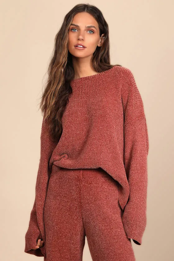 Comfy Cutie Rusty Rose Chenille Sweater sold by Lulus product image thumbnail 2