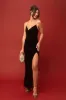 Rare Style Black Velvet Chain Strap Backless Maxi Dress sold by Lulus