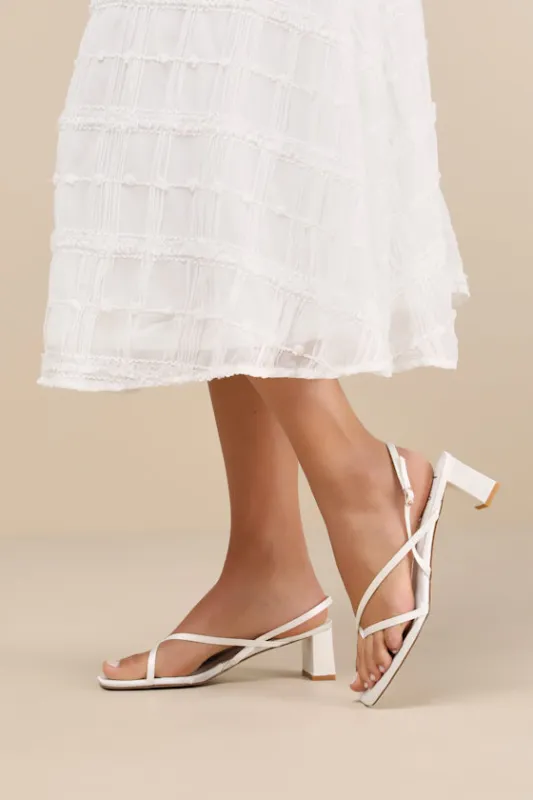 Kerrie White Satin Strappy Low Heel Sandals sold by Lulus