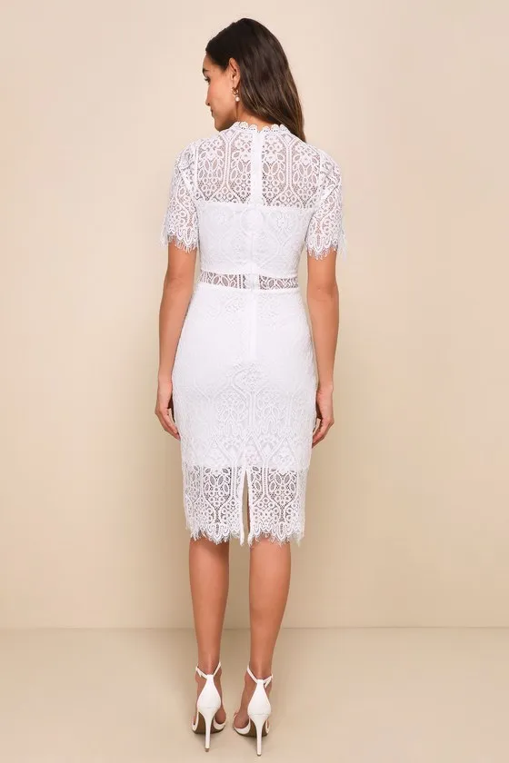 Remarkable White Sheer Lace Short Sleeve Mini Dress sold by Lulus product image thumbnail 3