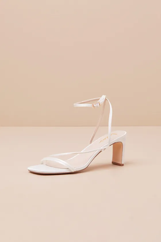 Kierha White Satin Strappy Low Heel Sandals sold by Lulus product image thumbnail 2