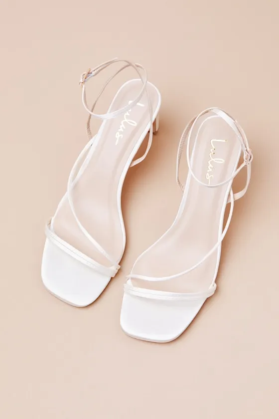 Kierha White Satin Strappy Low Heel Sandals sold by Lulus product image thumbnail 3