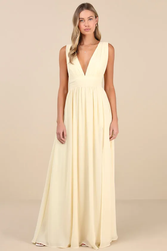 Heavenly Hues Pale Yellow Maxi Dress sold by Lulus