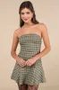 Hadia Yellow Plaid Strapless Drop Waist Mini Dress sold by Lulus