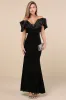 Coveted Luxury Black Velvet Off-the-Shoulder Maxi Dress sold by Lulus