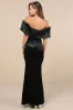 Coveted Luxury Black Velvet Off-the-Shoulder Maxi Dress sold by Lulus