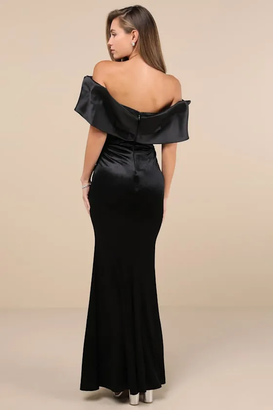Coveted Luxury Black Velvet Off-the-Shoulder Maxi Dress sold by Lulus product image thumbnail 4