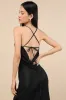 Maxxine Black Fishnet Rhinestone Column Maxi Dress sold by Lulus