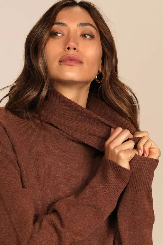 Amazing Memories Brown Cowl Neck Sweater sold by Lulus