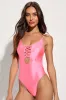 Dixie Hot Pink Lace-Up Backless One-Piece Swimsuit sold by Lulus