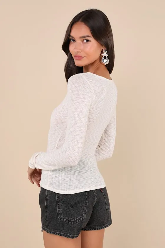 Incredibly Cool Cream Burnout Scoop Neck Long Sleeve Top sold by Lulus product image thumbnail 3