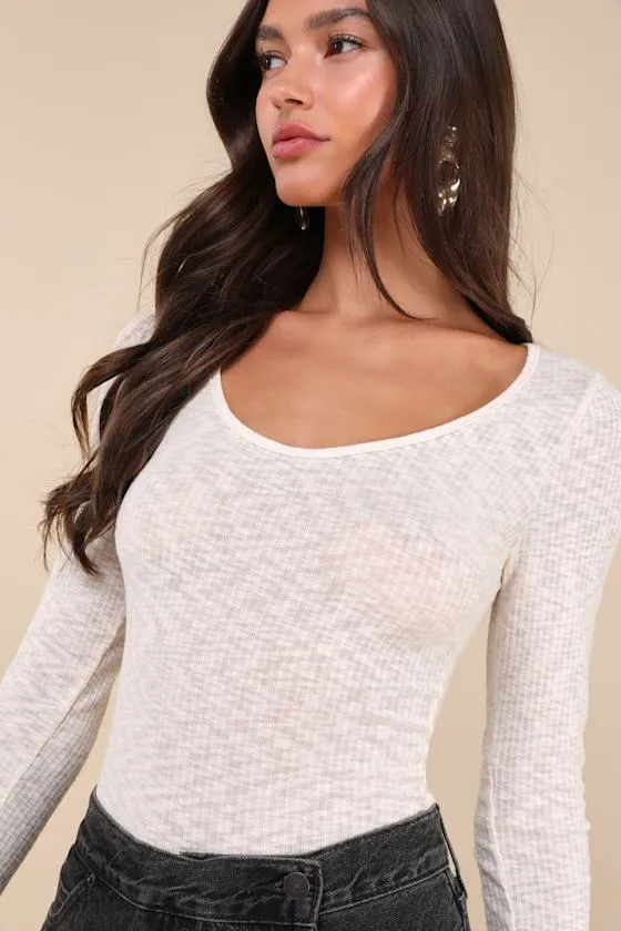 Incredibly Cool Cream Burnout Scoop Neck Long Sleeve Top sold by Lulus product image thumbnail 4