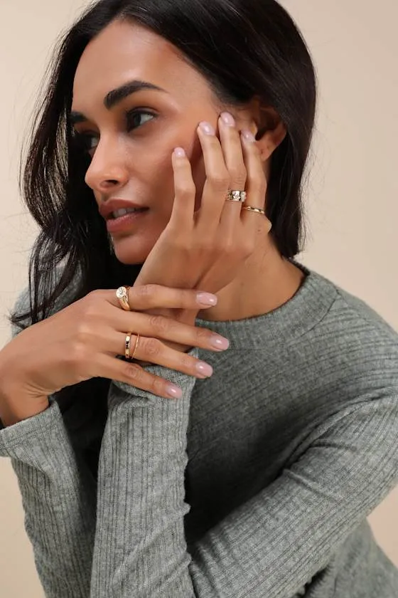 Bejeweled Babe Gold Five-Piece Signet Ring Set sold by Lulus product image thumbnail 3