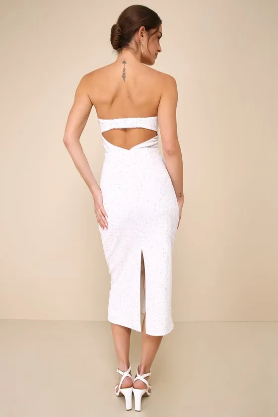 Stunning Effect Ivory Textured Cutout Strapless Midi Dress sold by Lulus product image thumbnail 3