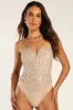 Sparkling Amour Gold Sequin Strapless Notched Bodysuit sold by Lulus