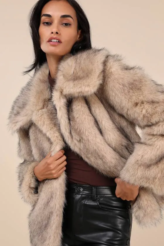Fox Beige Faux Fur Collared Coat sold by Lulus product image thumbnail 2