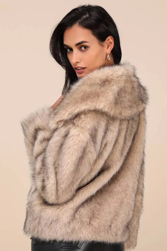 Fox Beige Faux Fur Collared Coat sold by Lulus product image thumbnail 4
