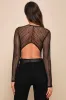 Casita Black Sheer Lace Long Sleeve Bodysuit sold by Lulus