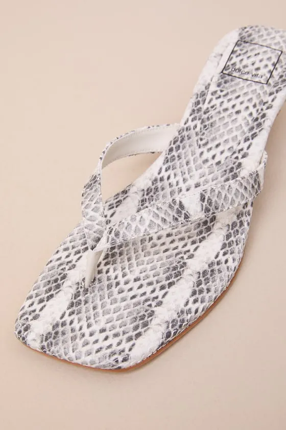 Tasiah Grey and White Snake-Embossed Leather Thong Sandals sold by Lulus product image thumbnail 4