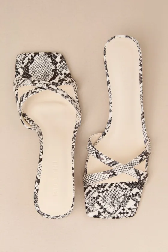 Yahara Cream Snake Print High Heel Strappy Slide Sandals sold by Lulus product image thumbnail 3