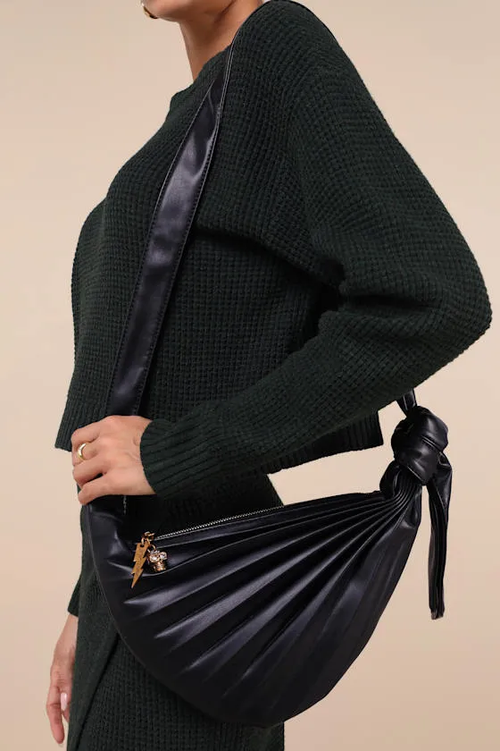 Pleats and Thank You Black Pleated Crossbody Sling Bag sold by Lulus