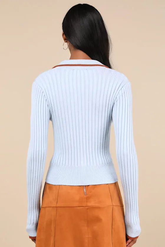 Curated Season Blue Collared Sweater Top sold by Lulus product image thumbnail 2