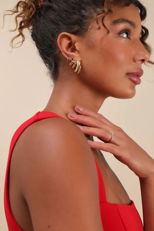Undeniable Stunner Gold Multi-Hoop Statement Earrings sold by Lulus
