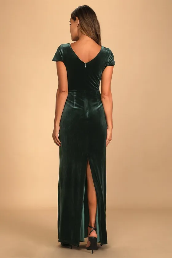 Feeling Flawless Emerald Green Velvet V-Neck Maxi Dress sold by Lulus product image thumbnail 4
