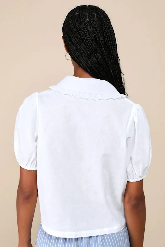 Cutest Existence Ivory Collared Tie-Front Short Sleeve Top sold by Lulus product image thumbnail 2