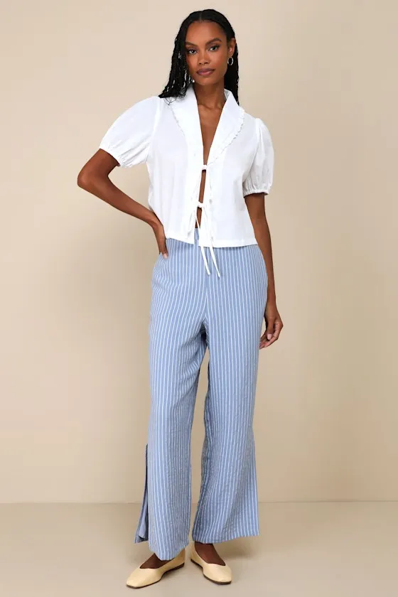 Cutest Existence Ivory Collared Tie-Front Short Sleeve Top sold by Lulus product image thumbnail 3