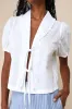 Cutest Existence Ivory Collared Tie-Front Short Sleeve Top sold by Lulus