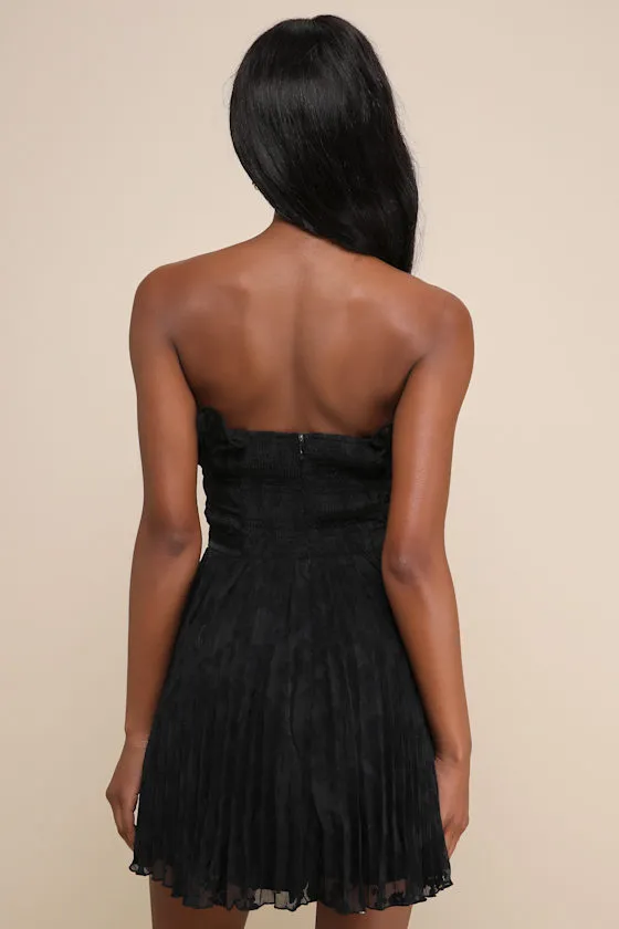 Admirable Style Black Burnout Pleated Strapless Mini Dress sold by Lulus product image thumbnail 2