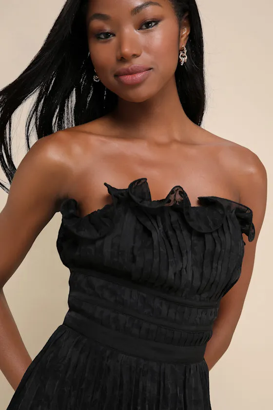Admirable Style Black Burnout Pleated Strapless Mini Dress sold by Lulus product image thumbnail 4