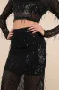 Greatest Sparkle Black Mesh Sequin Fringe Two-Piece Midi Dress sold by Lulus
