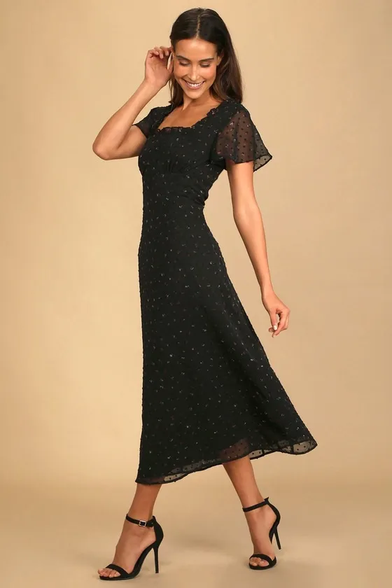 So Kiss Me Black Floral Print Swiss Dot Maxi Dress sold by Lulus product image thumbnail 3