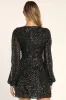 Festive Mood Black Sequin Long Sleeve Mini Dress sold by Lulus
