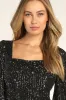 Festive Mood Black Sequin Long Sleeve Mini Dress sold by Lulus