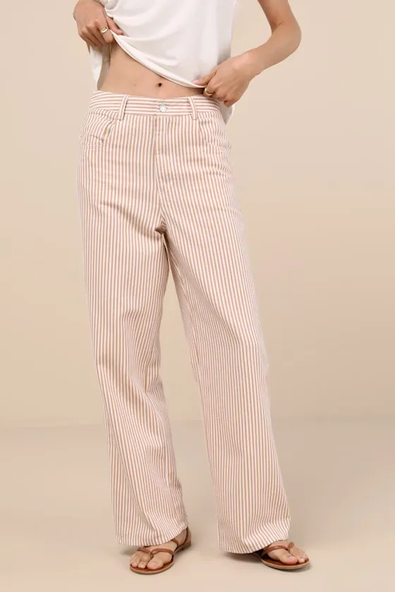 Lorissa Orange and White Striped Twill Pants sold by Lulus product image thumbnail 2