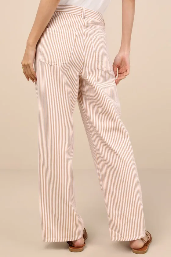 Lorissa Orange and White Striped Twill Pants sold by Lulus product image thumbnail 3