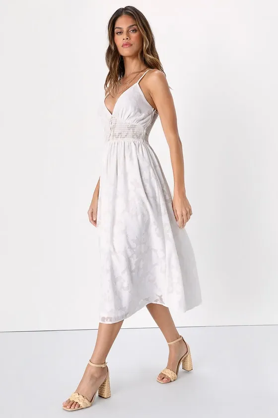 Came to Charm White Burnout Floral Burnout Midi Dress sold by Lulus product image thumbnail 3
