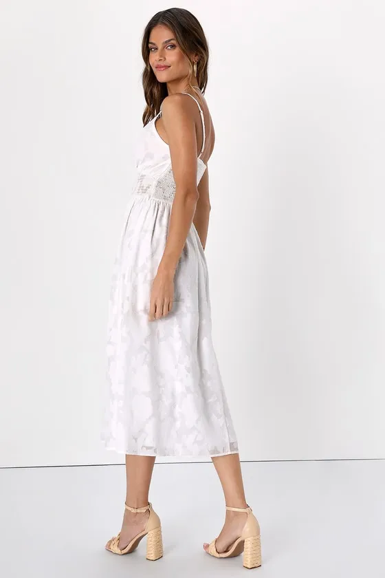 Came to Charm White Burnout Floral Burnout Midi Dress sold by Lulus product image thumbnail 4