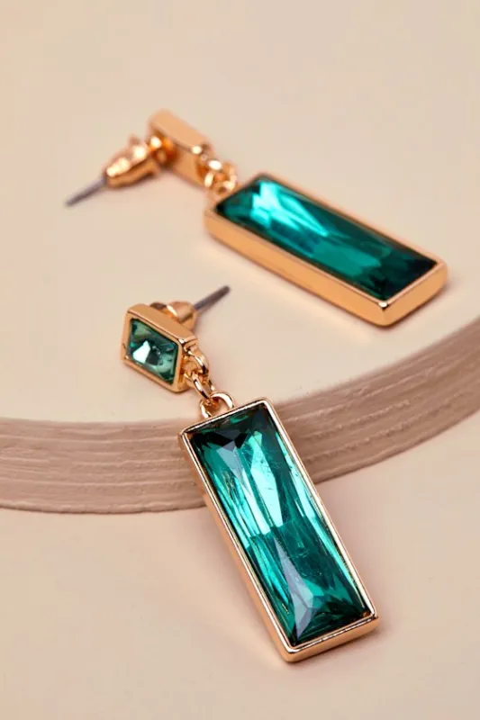 Delicate Allure Green Rhinestone Drop Earrings sold by Lulus