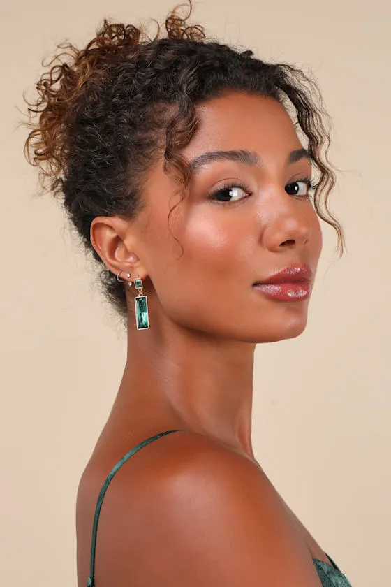 Delicate Allure Green Rhinestone Drop Earrings sold by Lulus product image thumbnail 2