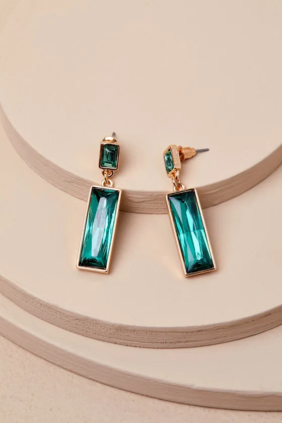 Delicate Allure Green Rhinestone Drop Earrings sold by Lulus product image thumbnail 3