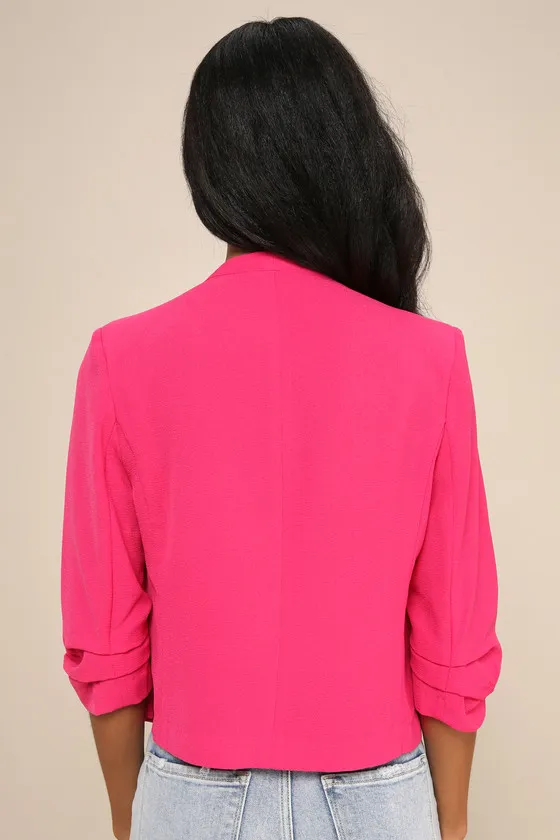 Punctual Perfection Fuchsia Pleated Lightweight Blazer sold by Lulus product image thumbnail 3