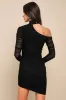 Exclusively Alluring Black Mesh Ruched Cutout Mini Dress sold by Lulus