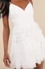 Special Poise White Tulle Pleated Sleeveless Tiered Mini Dress sold by Lulus