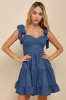 Tier-ly Delightful Blue Tie-Strap Tiered Bustier Mini Dress sold by Lulus