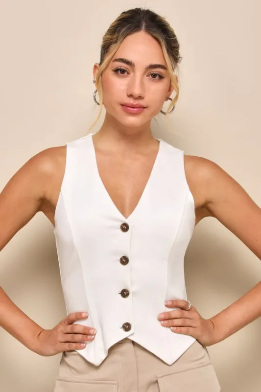 Elevated Impression Ivory Sleeveless Vest Top sold by Lulus