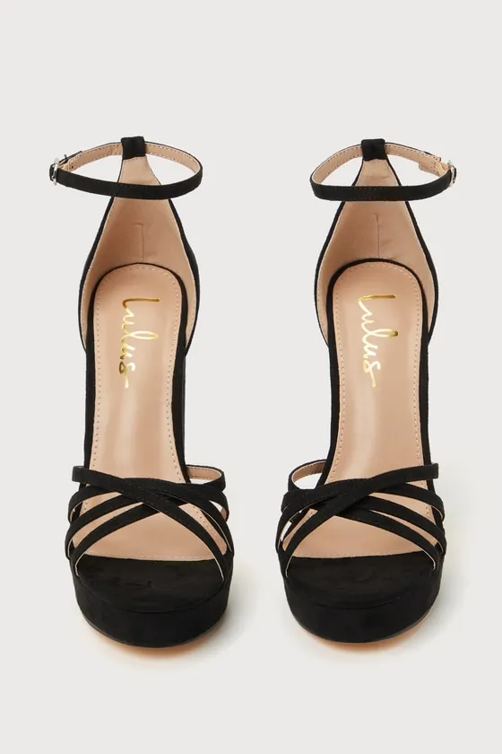 Yannie Black Suede Strappy Platform High Heel Sandals sold by Lulus product image thumbnail 3